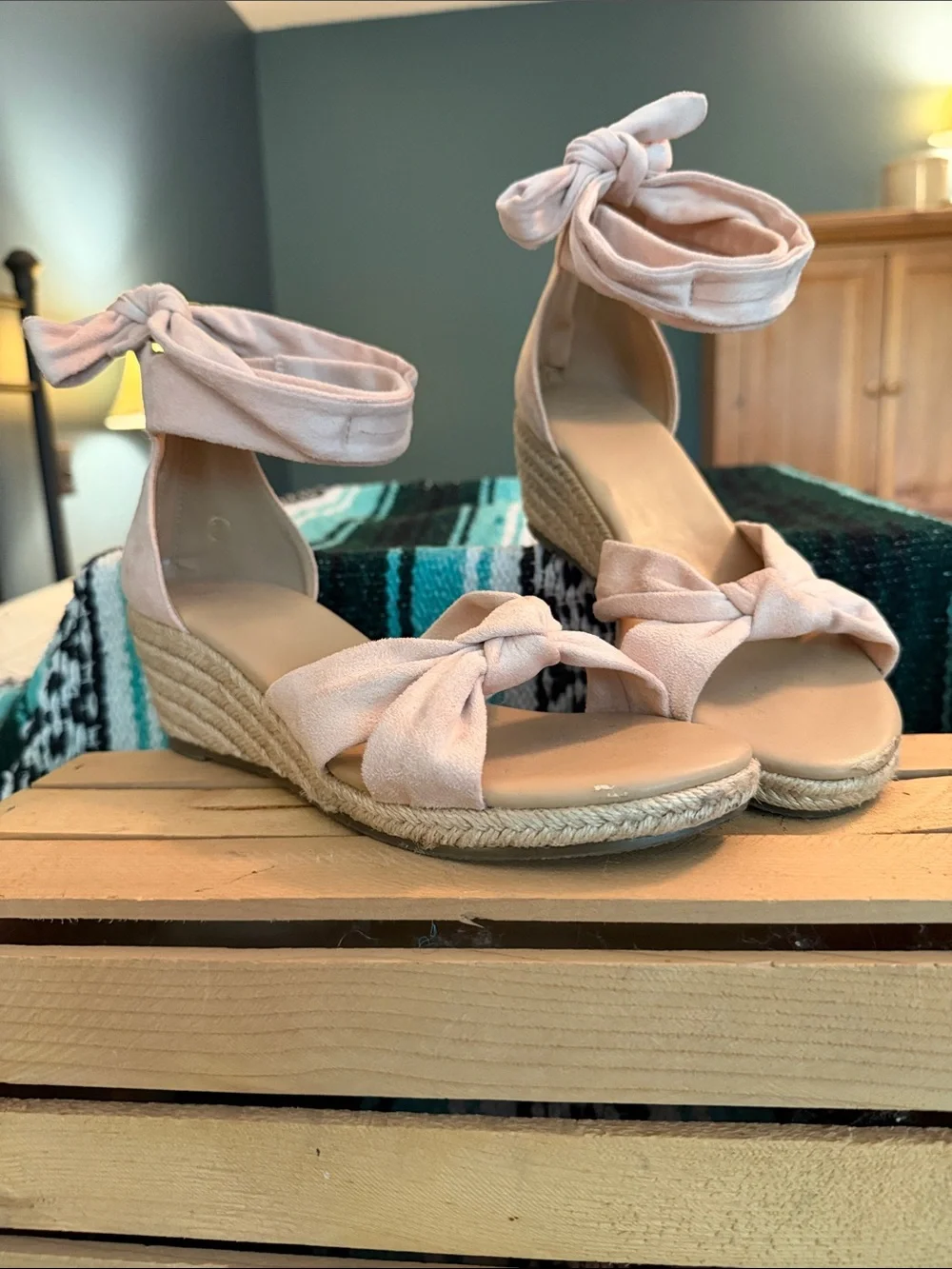 Women’s Espadrille Ankle-Tie Sandals - Blush Pink - Picture 9 of 9